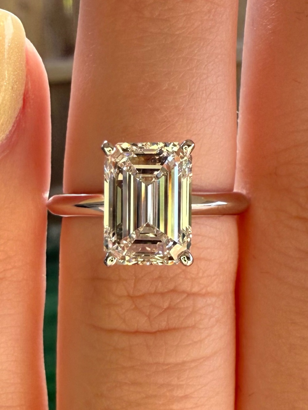 New 2.99 ct Emerald Lab Diamond Engagement Ring 10k White Gold Size 6